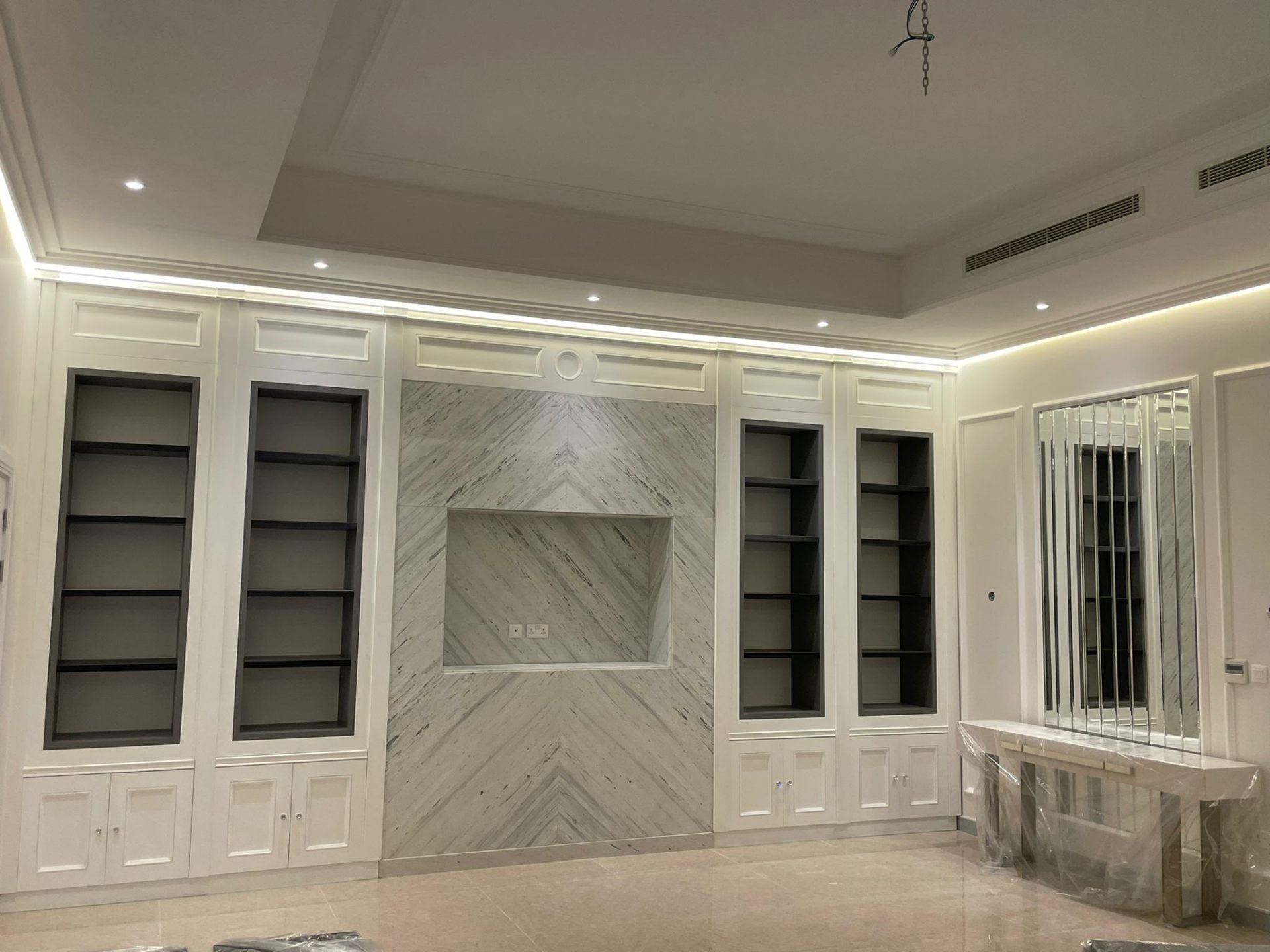 Wood Panelled Media Wall